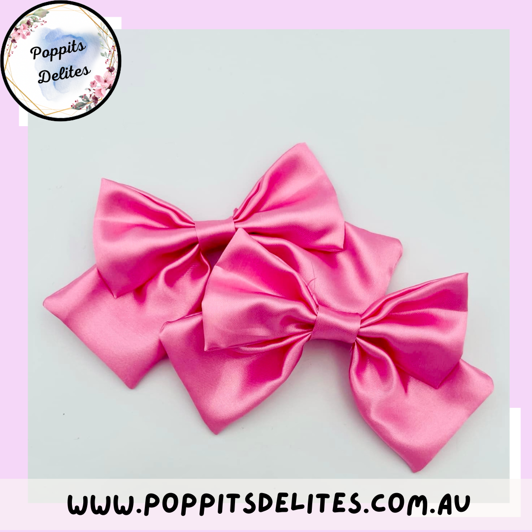 Pink Satin Hair Bow - Poppits Delites