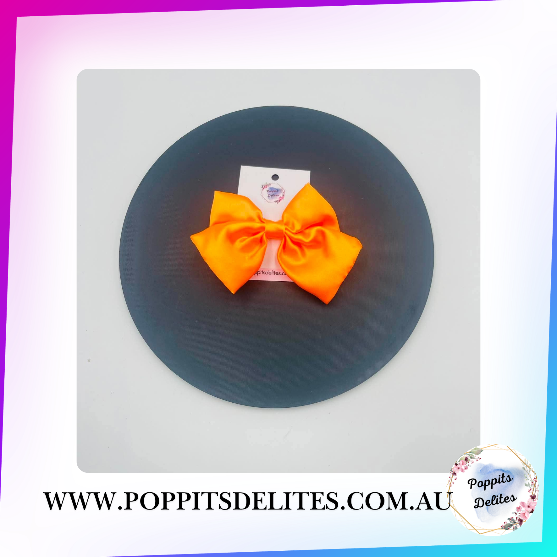 Orange  Satin Sailor Hair Bow - Poppits Delites