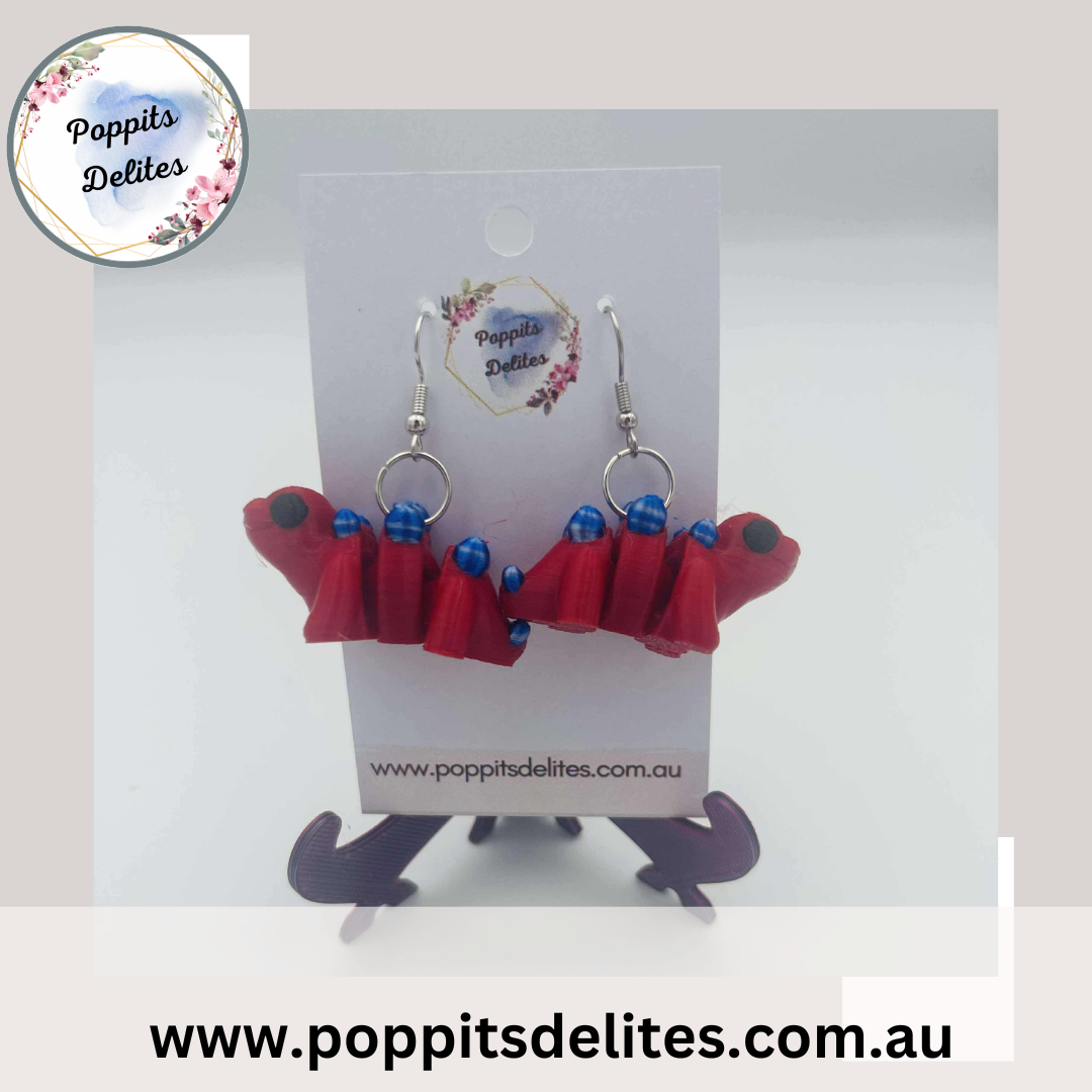 Red Stegosaurs Earrings - Poppits Delites