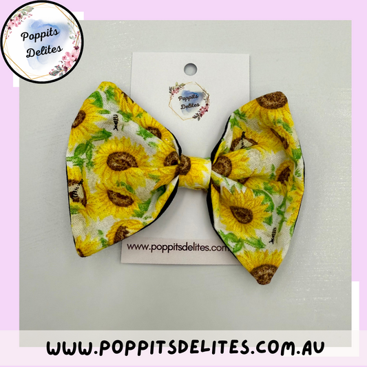 Sunflowers Fabric Hair Bow - Poppits Delites