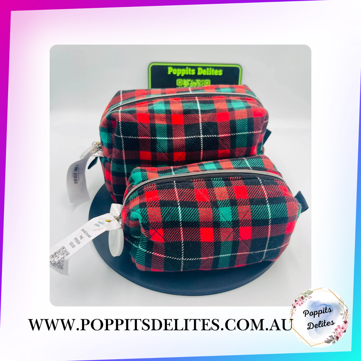 Red & Green Tartan Carry All Bag - Poppits Delites