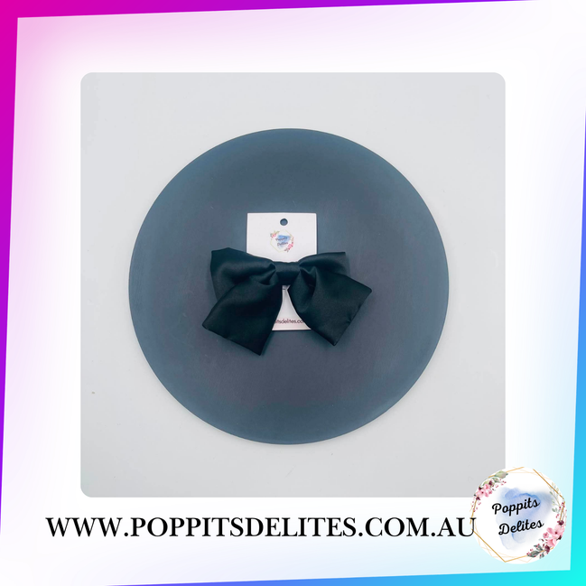 Black  Satin Sailor Hair Bow - Poppits Delites