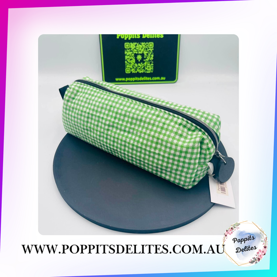 Green Gingham Pencil Case