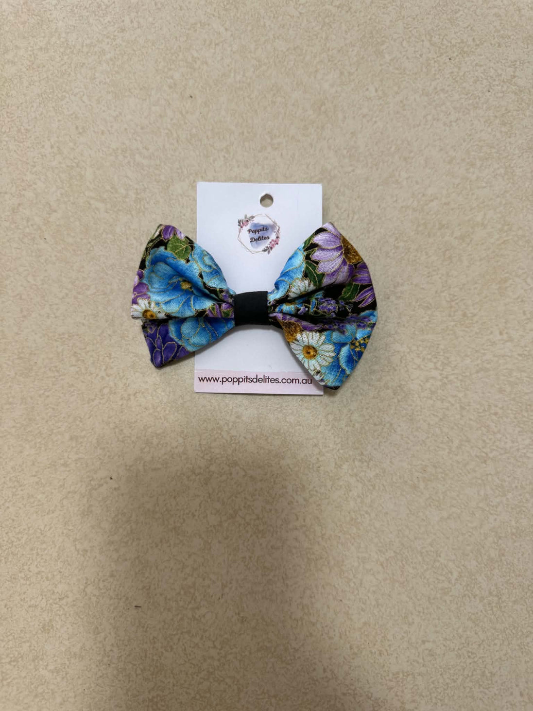 Midnight floral Mini Fabric Hair Bow