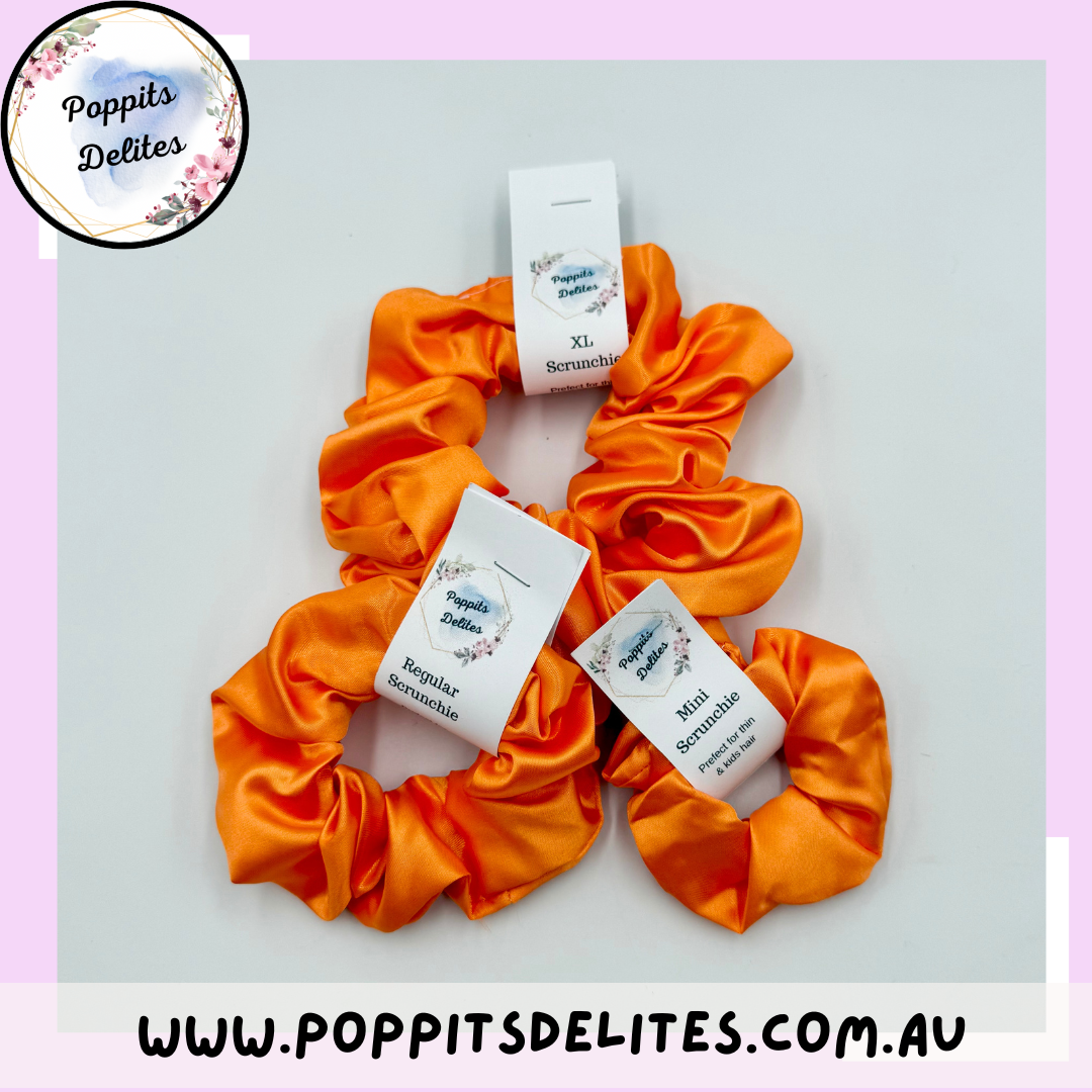 Orange Satin Scrunchie - Poppits Delites