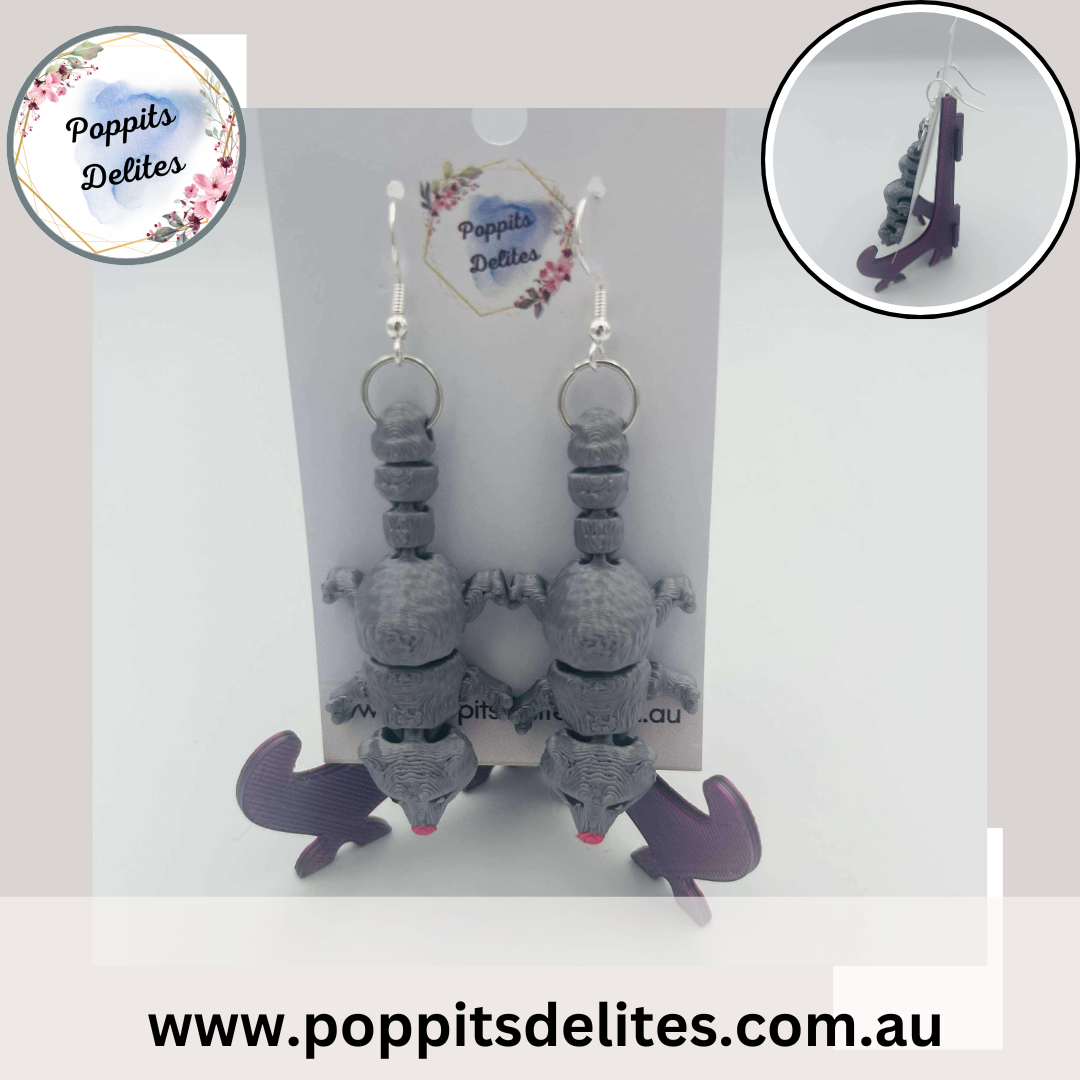 Possum Earrings - Poppits Delites