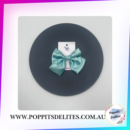 Metallica Blue  Satin Sailor Hair Bow - Poppits Delites