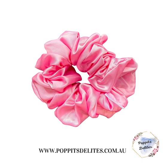 Pink Satin Scrunchie