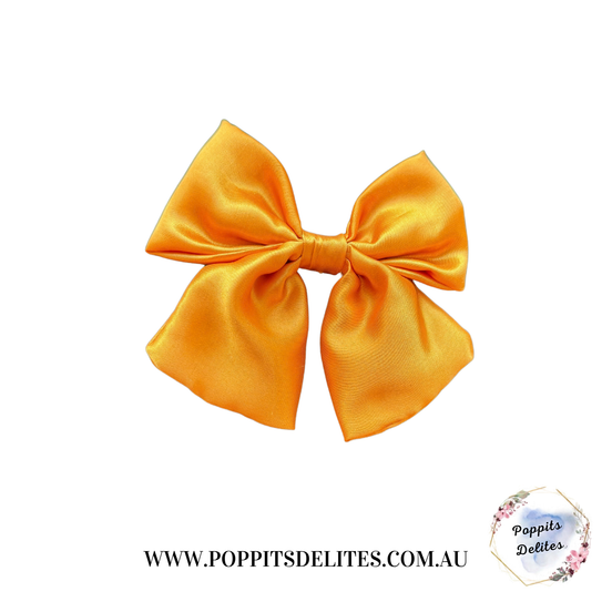 Gold  Satin Sailor Hair Bow - Poppits Delites