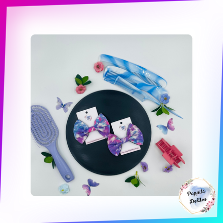 Galaxy Unicorn Mini Fabric Hair Bow - Poppits Delites