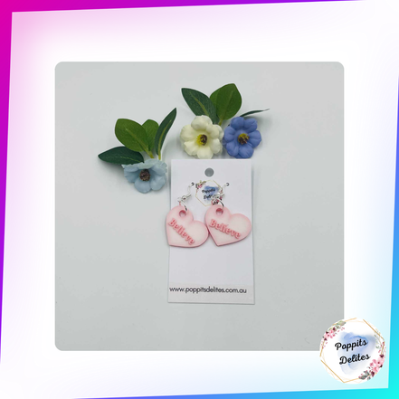 Believe Heart Earrings - Poppits Delites