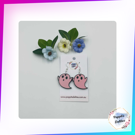 Pink Ghost Earrings - Poppits Delites