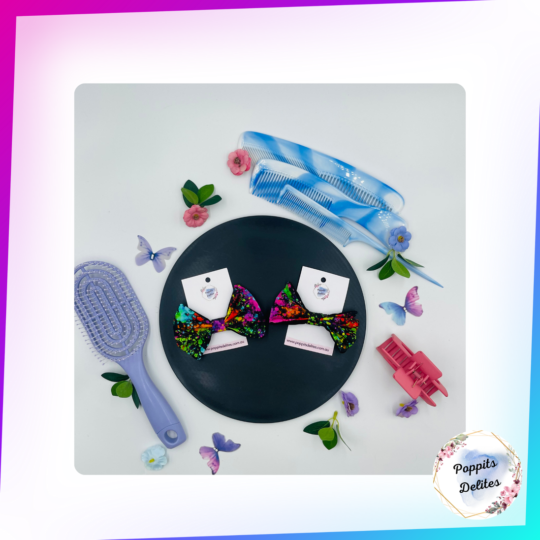 Paint Splash Mini Fabric Hair Bow - Poppits Delites