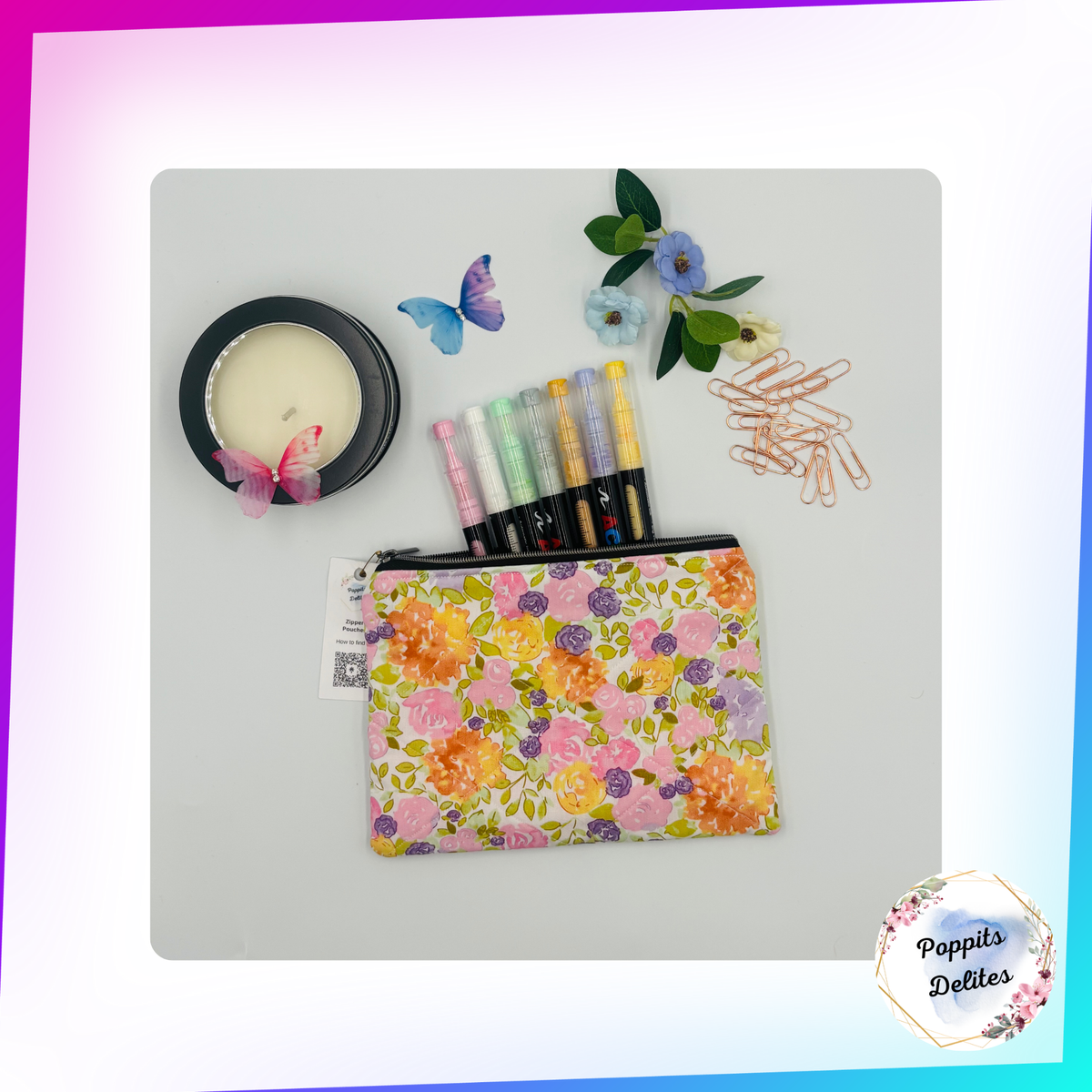 Flower Bouquet Zipper Pouches - Poppits Delites