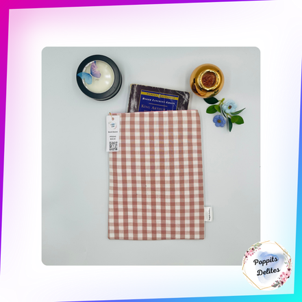 Blush gingham Book Sleeve - Poppits Delites