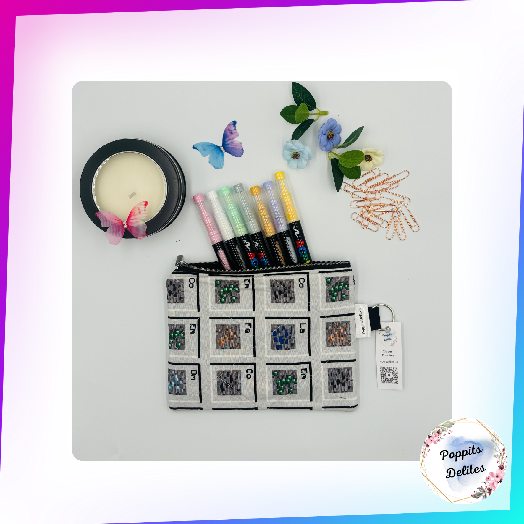 Minecraft Element Zipper Pouches - Poppits Delites