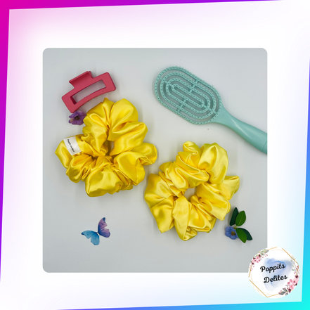 Yellow Satin Scrunchie - Poppits Delites