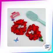 Red Satin Scrunchie - Poppits Delites
