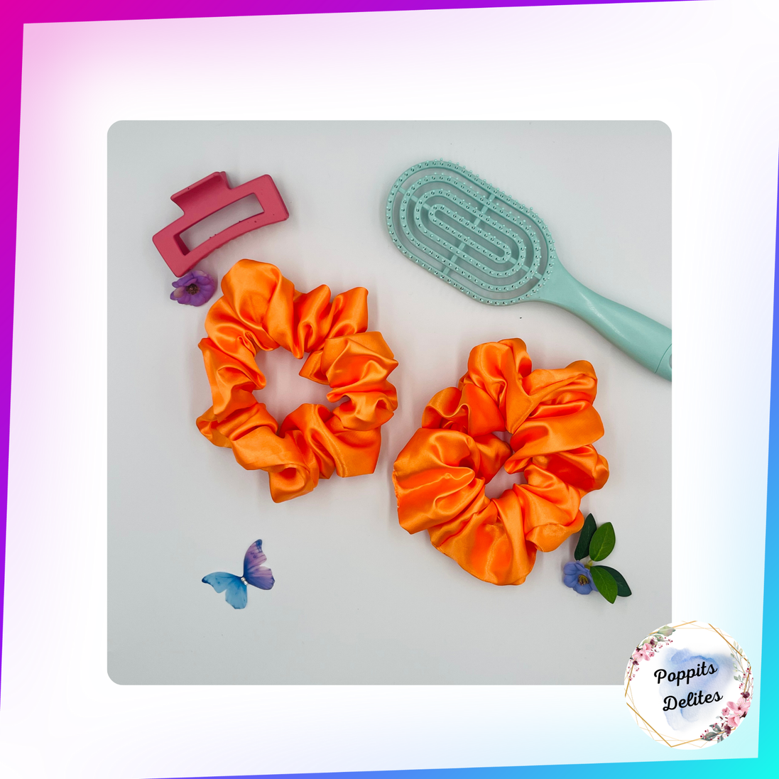Orange Satin Scrunchie - Poppits Delites