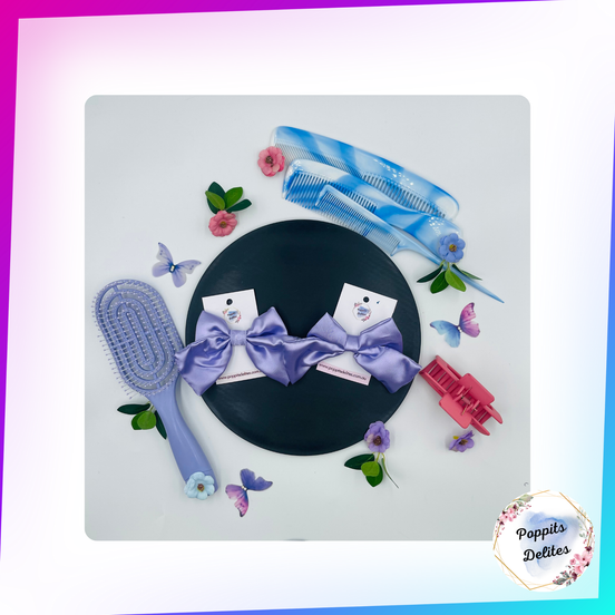 Metallica Purple  Satin Sailor Hair Bow - Poppits Delites