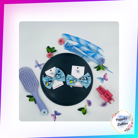 Bluey Mini Fabric Hair Bow - Poppits Delites
