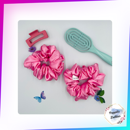 Pink Satin Scrunchie