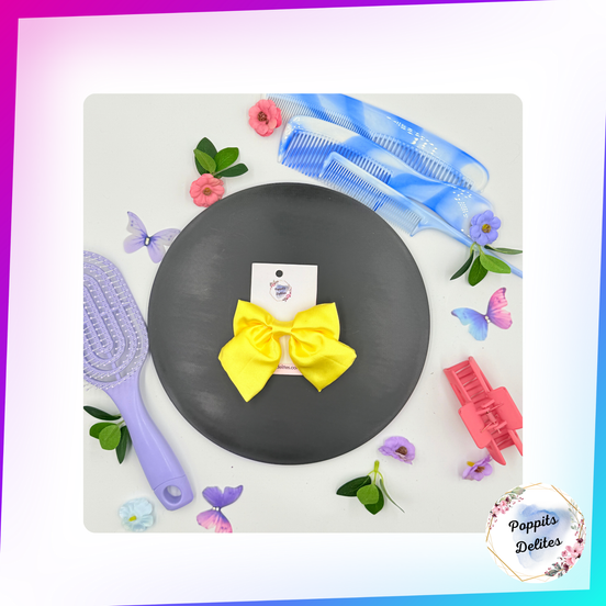 Yellow  Satin Sailor Hair Bow - Poppits Delites