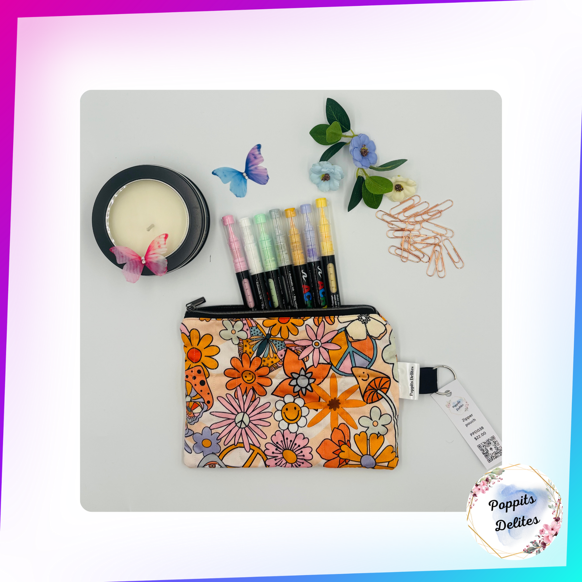 Hippy Vibes Zipper Pouches - Poppits Delites