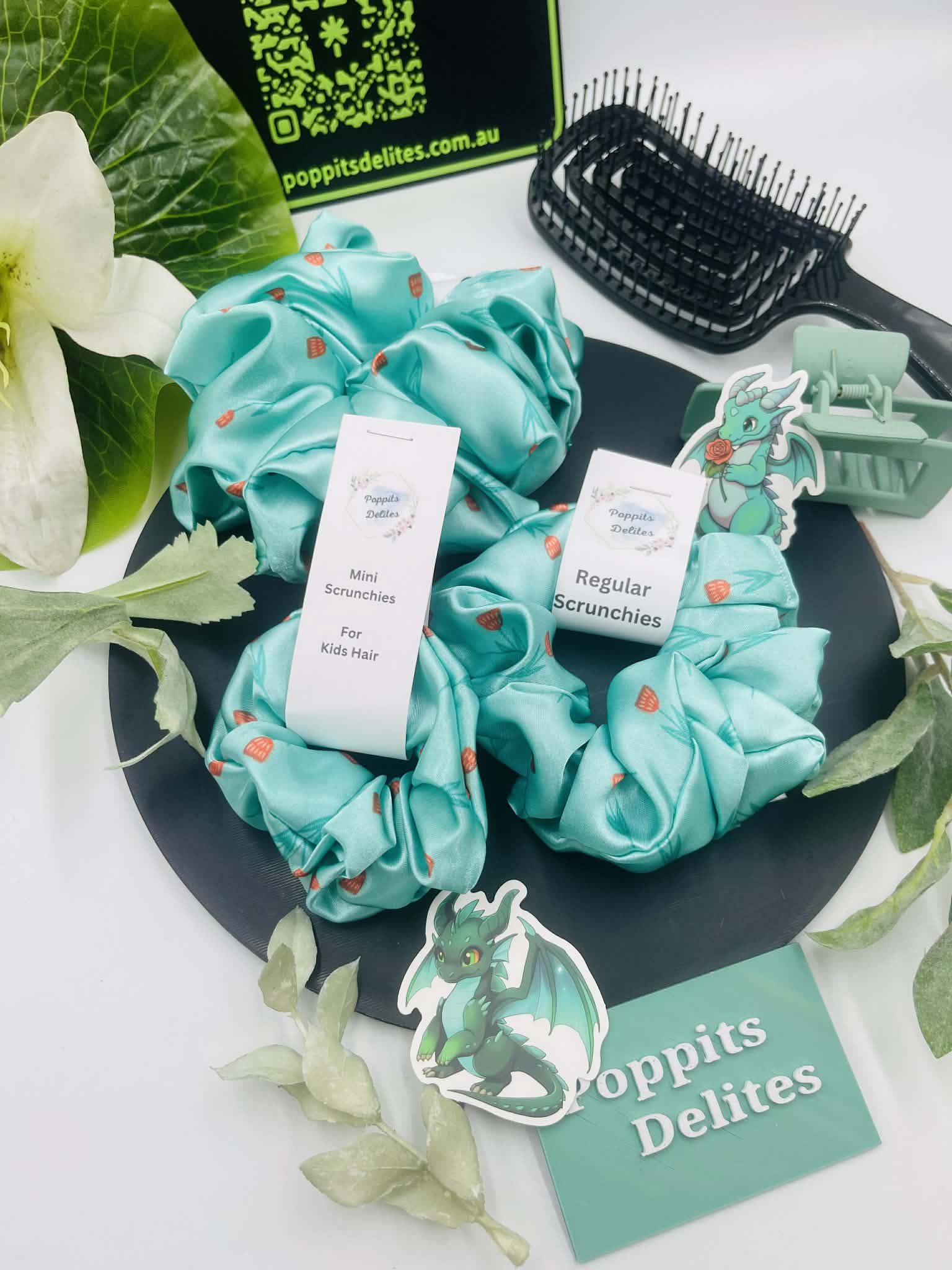 Satin Flower Scrunchie - Poppits Delites