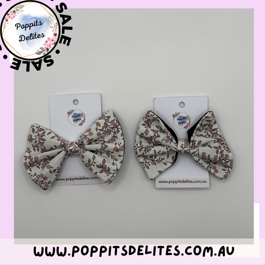 Cherry Blossom Fabric Hair Bow - Poppits Delites