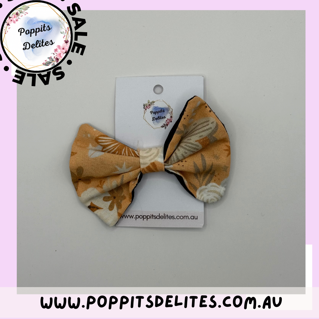 Orange Flower Fabric Hair Bow