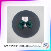 Dark Green Satin Sailor Hair Bow - Poppits Delites