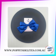 Dark Blue Satin Sailor Hair Bow - Poppits Delites