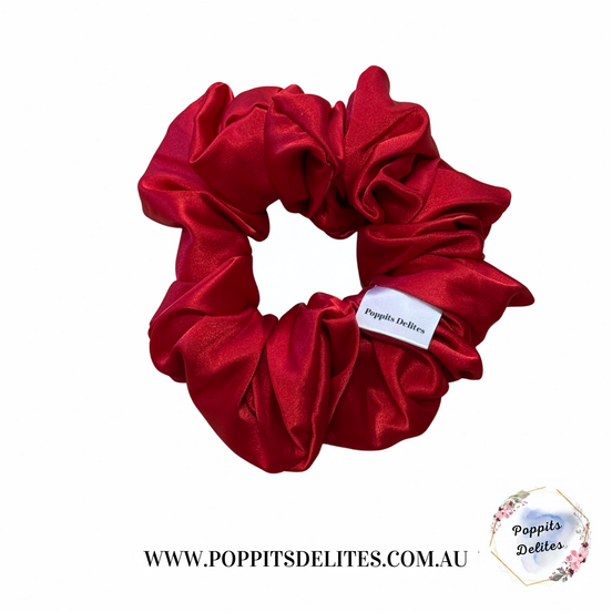 Red Satin Scrunchie - Poppits Delites