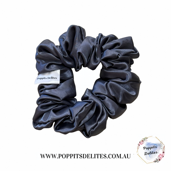 Grey Satin Scrunchie - Poppits Delites